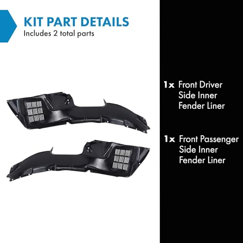Image of TRQ Front Inner Fender Liner Set Compatible with 2010-2011 Kia Soul KI1248115 KI1249115