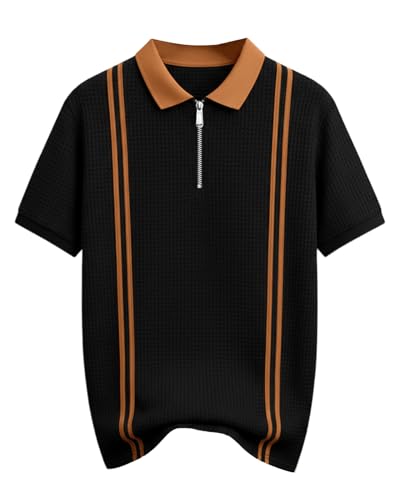 Image of AUSK Men Casual T-Shirt, Texture Printed Half Sleeve Tshirt for Mens, Polo Tshirt