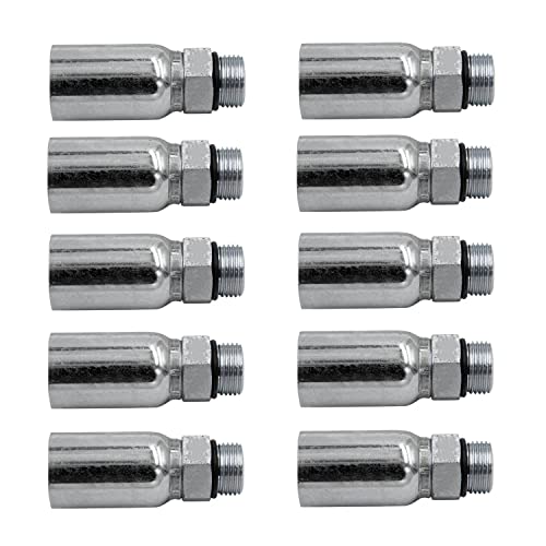 Image of 1 /2 inch Hose x #12 SAE /ORB Male Hydraulic Hose End Crimp Fitting | MB-08-12 (10-PACK)