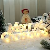 Merry Christmas Sign Merry Christmas Sign Wreath with Lights LED Letters Christmas Lights Door Battery Operated Christmas Decoration for Wall, Christmas Tree Wreath Door Decoration,Warm White