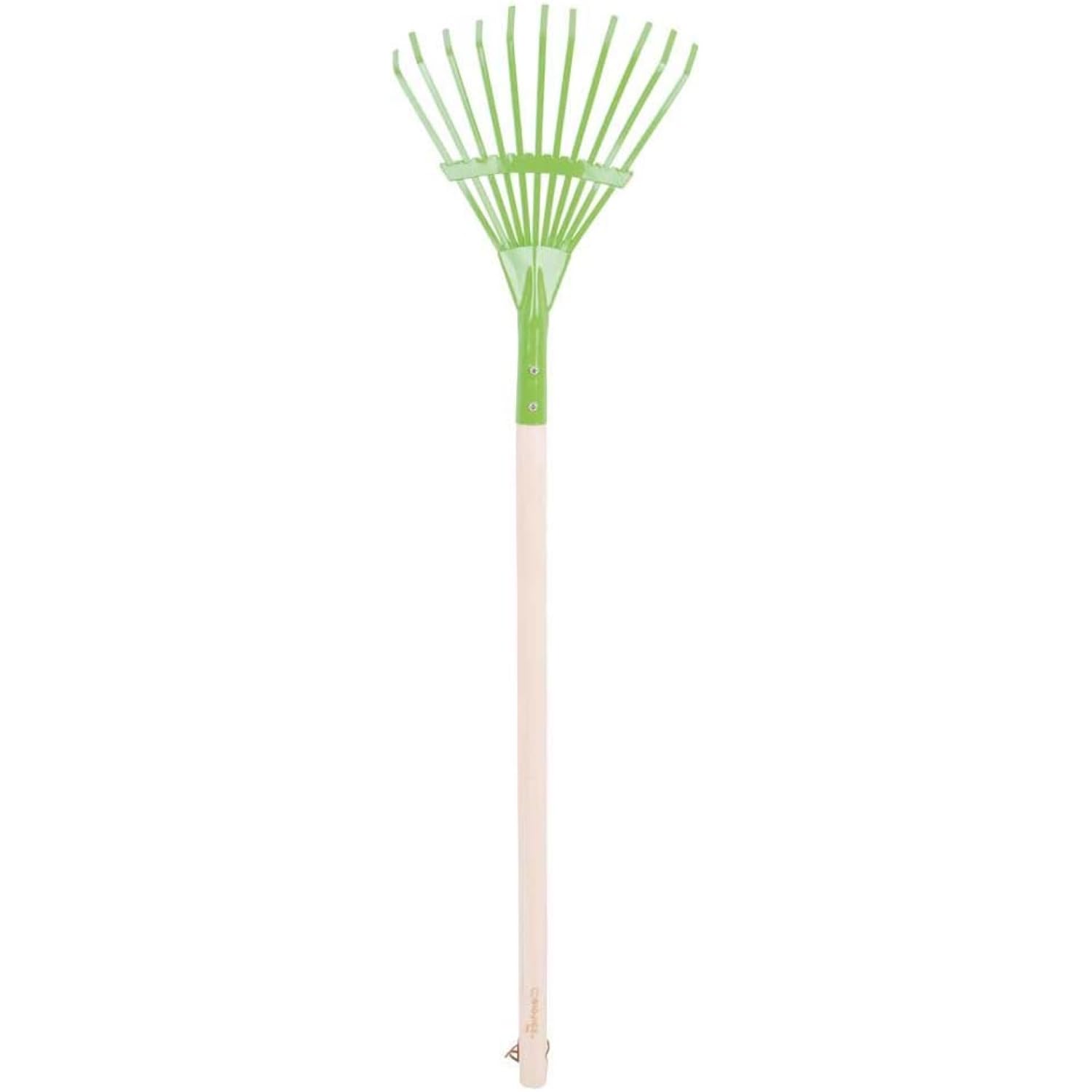 Bigjigs Toys Kids Long Handled Leaf Rake with Wooden Handle - Rake for Leaves, Quality Kids Gardening Tools & Childrens Gardening Sets, Outdoor & Garden Toys