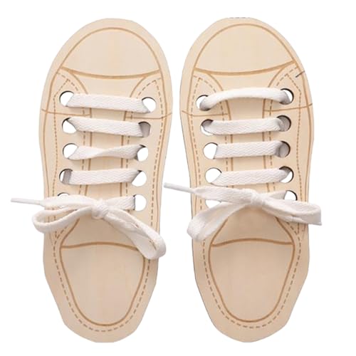 Jouet à lacets - Planche à lacets en bois - Chaussures d'entraînement de dextérité - Entraîneur de motricité fine - Design de trou traversant le filetage coloré - Outil d'apprentissage en bois massif