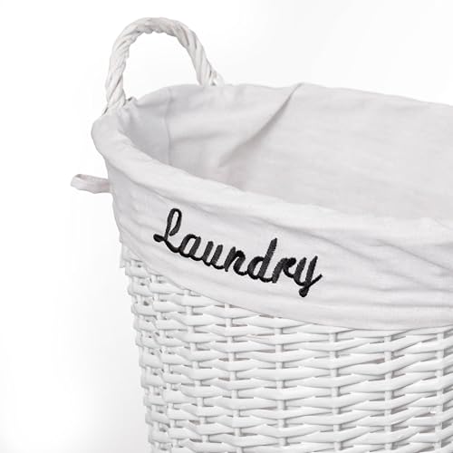 Wickerwise Handwoven Laundry Basket with Liner & Handles - Boho Decorative Storage Hamper for Clothes Blankets Pillows and Towels - Ideal for Laundry Room Bathroom Bedroom and Living Room, White by WICKERWISE - Image 7