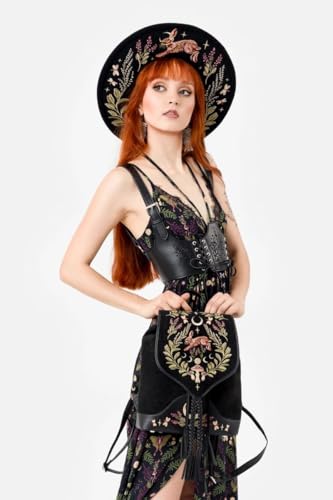 Chapeau Hare Moon Restyle large bord feutre noir style witchcore occulte