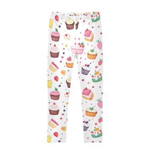 Wusikd Cute Cake Girls' Leggings Toddler Doodles Kids Yoga Pants Dance Active Tights 4T