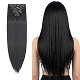 SEGOHAIR Clip In Hair Extensions 26 Inch Straight, 8 Pieces 18 Clips, Heat Resistant Synthetic Hair, 130g, Jet Black