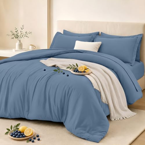 FUANNA Full Comforter Set 7 Pieces, Luxury Bed in a Bag Soft Bedding Sets
