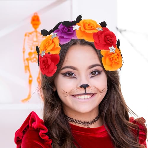 Parliky Upiorna Opaska Nietoperz z Kwiatami Elastyczna i Obręcz Do Włosów Halloween Idealna Imprezy Kostiumowe Cosplay i Sesje Zdjęciowe Dekoracje Świąteczne