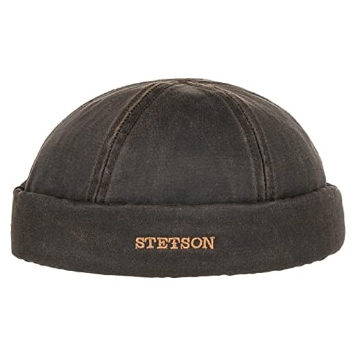 Stetson Old Cotton Dockercap – Dockercap herr – herrkeps used look – keps utan skärm – bomullsmössa vår/sommar – hamnmössa