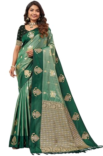 Image of SGF11 Women's Kanjivaram Pure Soft Silk Saree With Unstitched Blouse Piece
