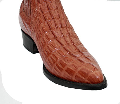 Men Genuine Cow Leather Crocodile Print Short Ankle Western j Toe Boots2