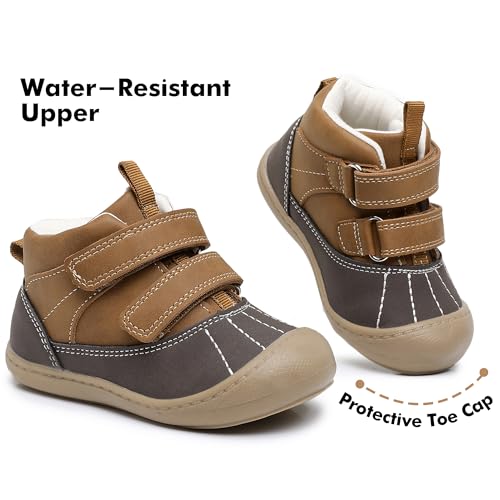 Ahannie Toddler Boots for Boys Girls – Baby Water-Resistant First Walker Fall & Winter Boots with Protective Toe2