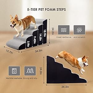   24-Inches-Dog-Stairs-5-Steps-Dog-Stairs-for-High-Beds-24-28-High-Pet-Steps-for-Small-DogsCats-Older-Injured-Pets-with-Joint-Pain-Non-Slip-30D-High-Density-Foam-Dog-Ramp