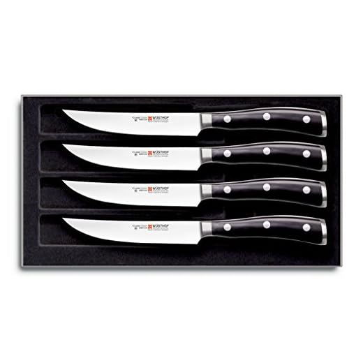 WÜSTHOF CLASSIC IKON Precision Forged High-Carbon StainlessSteel German Made, 4 Piece Steak Knife Set Full-Tang Handle with Half Bolster