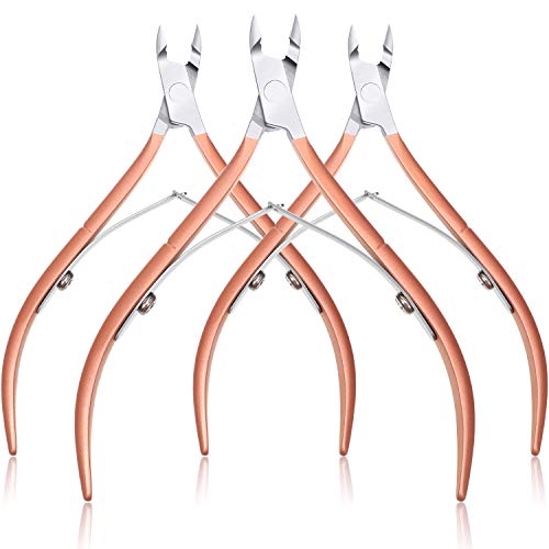 Mudder 3 Pcs Cuticle Trimmer Nipper Stainless Steel Nail Scissor, Rose Gold