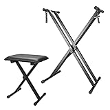 【Keyboardständer Einstellbar】Die Höhe des Keyboardständers ist über den Schnellverschluss 7-stufig von 61 bis 98 cm einstellbar, und die Breite von 30 bis 83 cm verstellbar.