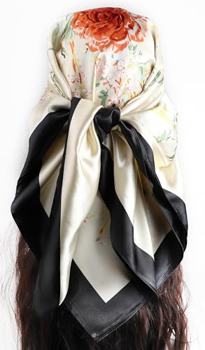 Image of Women's 35 inch Satin Square Silk Like Hair Scarves and Wraps Headscarf for Sleeping | Silk Feel Neckerchief, Hair Scarf, Fashion Bandana, Headscarf, Headband, Hair Wrap Sleeping, Daily Fashion Styling