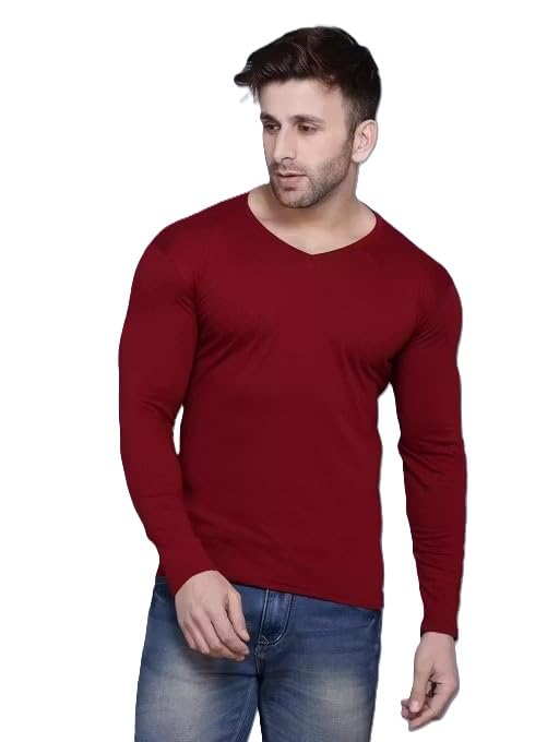 Tees Collection Casual V Neck Full Sleeve Slim Fit Tshirt for Men-picture-52