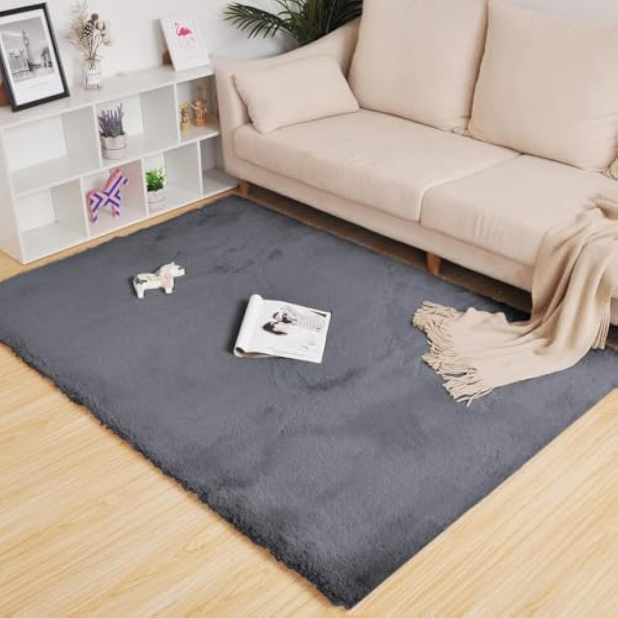 Rabbit Fur Soft Fluffy Area Rug for Living Room