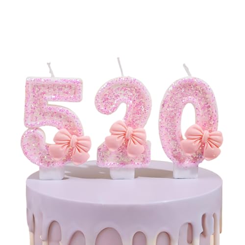 Bougies chiffres gâteau d'anniversaire rose | Pack complet de 0 à 9 avec décors papillons