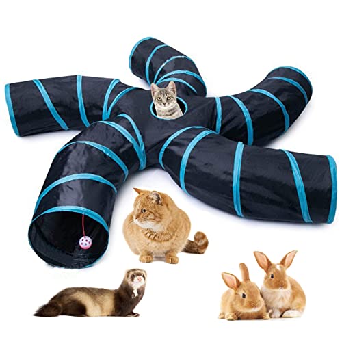 Jeeone Cat Tunnels For Indoor Cats 5-Way Small Animal Pipeline Cat Tunnel Interactive Maze House With Play Ball S-Type For Cats Ferret Kitten Puppy Rabbit Guinea Pig #TOP24