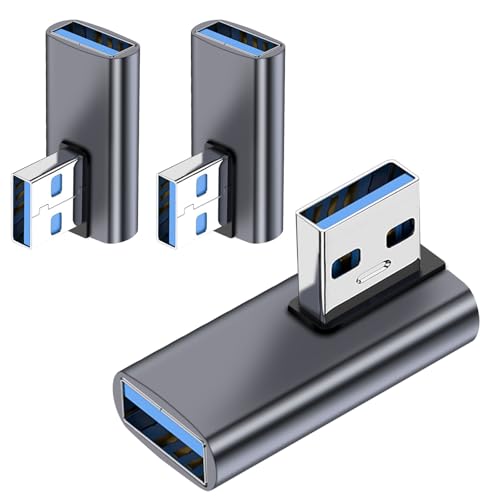 usb Winkel, 3 Stück 90 Grad Adapter mit USB 3.2 10Gbps und 5V 3A, kompatibel mit PC und Laptop