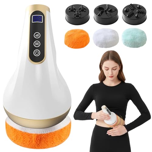Yalitrca Cordless Body Sculpting Massager, Electric Cellulite Massage Tool with 12 Massage Modes & 10 Intensity Levels, 3 Massage Heads & 3 Washable Covers for Multi-Area Use