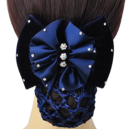 4 piezas pinzas de cabello con lazo y red para moño miniatura 7