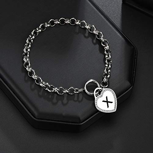 Image of CaleesLLC Letter A to Z Initial Charm Bracelet Adjustable Stainless Steel Anklet Personalized Wrist Link for Women