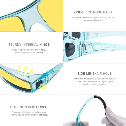 Image of HAOLOTA Night Vision Driving Over Glasses, Polarized Nighttime Glasses Men Women Anti Glare Yellow Tinted Lens