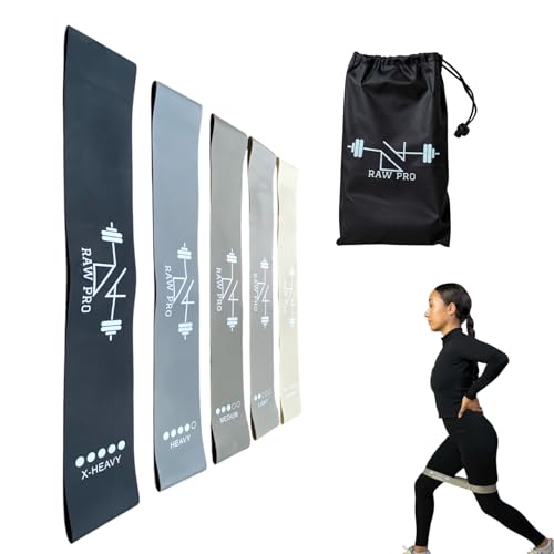 Image of DanRaw Pro Resistance Bands Set of 5 | Latex Mini Loop Booty Bands with Resistance Levels from 5lbs to 40lbs | Workout Bands for Glutes, Legs, Yoga and Strength Training