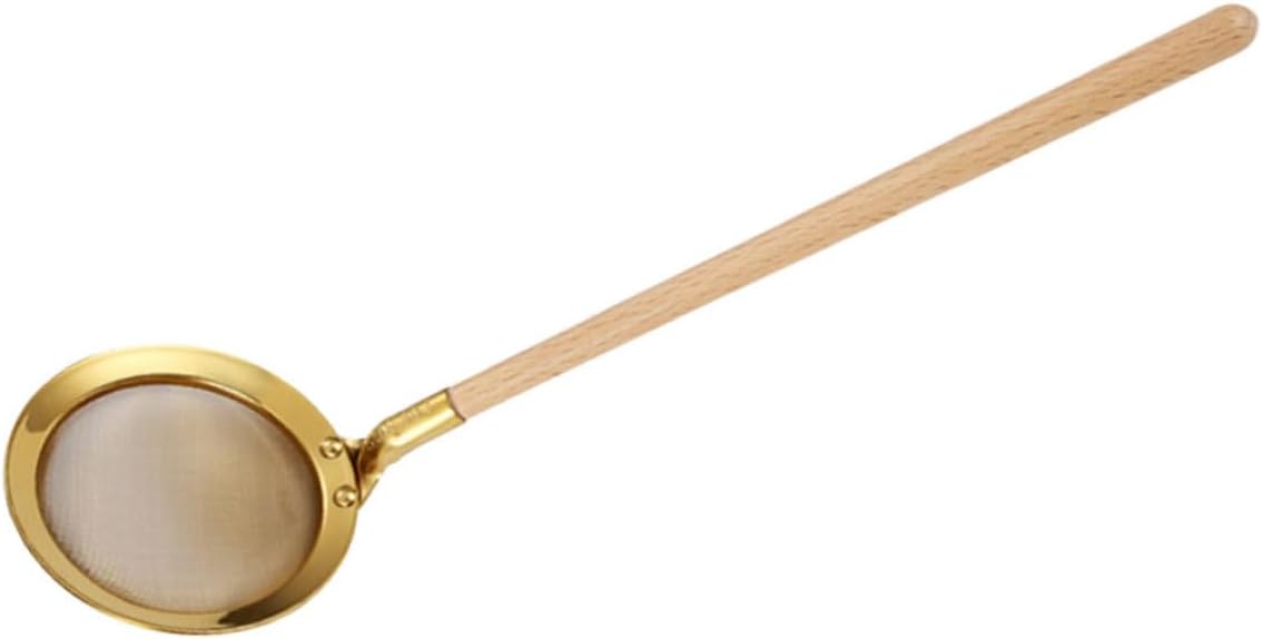 Fine Mesh Skimmer Spoon with Wooden Handle for Cooking