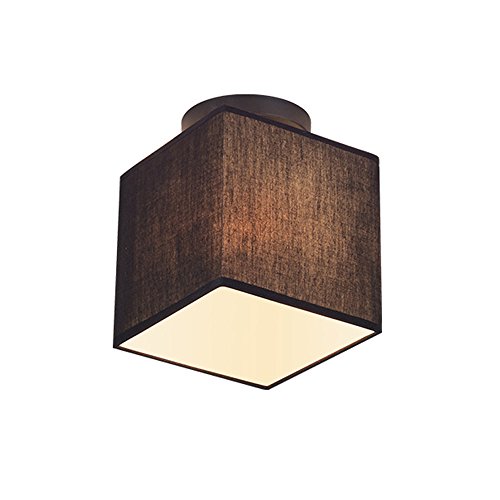 Plastique Plafonnier rectangulaire design moderne plafonnier 1 ampoule, cuisine ou couloir lampe de travail Chambre plafond éclairage Noir Abat-jour en tissu Ampoule E27 Cover