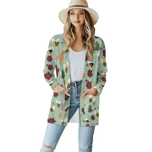 Image of Women's Open Front Cardigan Long Sleeve Loose Sweater Lightweight Soft Cardigan Jackets