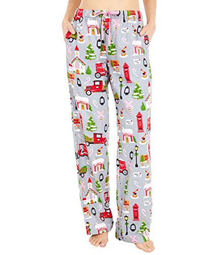Little Blue House by Hatley Christmas Village Flannel Pajama Pants Grey MD
