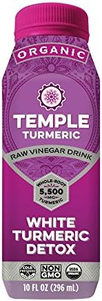White Turmeric Detox Vinegar Drink - Organic, Non-GMO, Cold-Pressured Beverage with Whole Root Turmeric and Dark Cherry - 10-Ounce Bottles (Pack of 12)