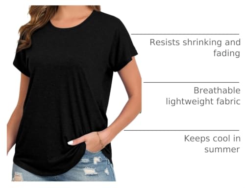 Image of Womens Summer Short Sleeve Tops High Low Loose Casual Basic T-Shirt