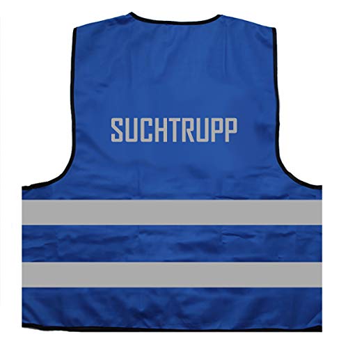 Mister Warnwesto Warnweste - Signalweste - SUCHTRUPP - Warnweste mit reflektierendem Aufdruck - Größe XXL / 3XL, Blau