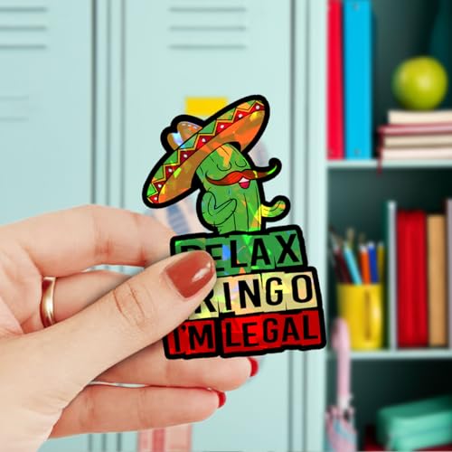 Image of 3 Pcs Relax Gringo Im Legal Sticker, Relax Gringo Im Legal Sticker for Car, Relax Gringo Calcomanias De Mexico Funny Immigrant Calcomanias Mexico Mexican Cactus Stickers for Truck Car Helmet (G2 HO)
