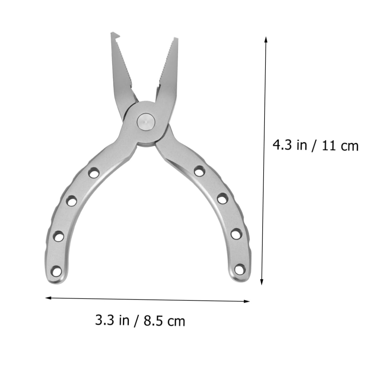 Pinza da Pesca Multiuso Compatta in Lega di Alluminio Argento | Rimozione Ganci, Taglio Lenza Intrecciata, Apri-anelli per Attrezzi da Pesca