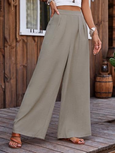 Image of TOPLOT Trouser for Women | Loose Fit High-Waist Korean Pants | Palazzo Pants with Pleated Front | Formal Relaxed Fit Casual Travel, Office & Lounge Wear Pant (5254)