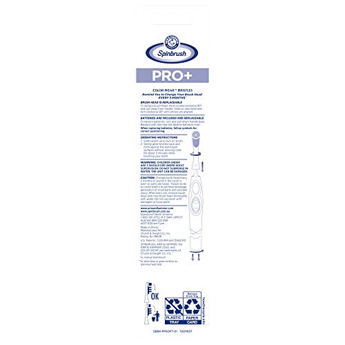 Arm & Hammer Spinbrush Pro+ Extra White Battery-Operated– Spinbrush Battery Powered Toothbrush Removes 100% More Plaque- Soft Bristles -Batteries Included #TOP1