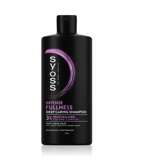 Syoss Full Hair 5 - Champú voluminizador, 440 ml, 5 en 1, fortalecimiento del cabello fino y potenciador de volumen, vegano