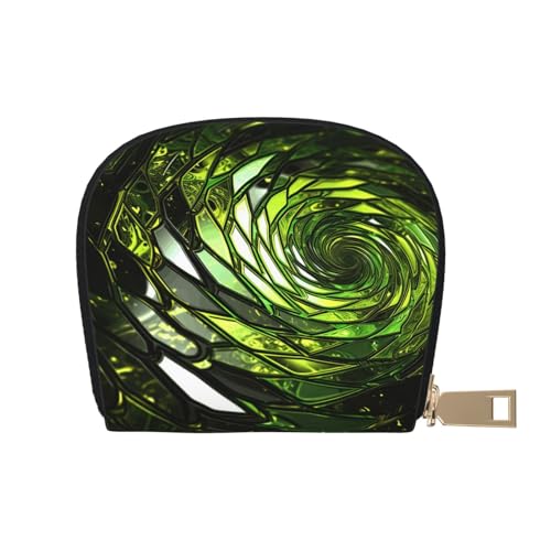 Abstract Green Snake Credit Card Holder Wallet, Leather Zipper Card Wallet For Women Ladies Rfid Blocking Card Case Small Coin Purse Accordion Wallet Gift