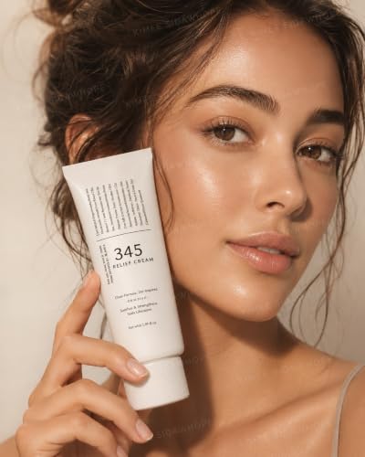 Image of KIMEE 345 Relief Cream | Daily Face Moisturizer for Soothing Recovery and Blemish Care with PDRN and Niacinamide | Korean Vegan Skincare for All Skin Types | 50ml Hair Brush