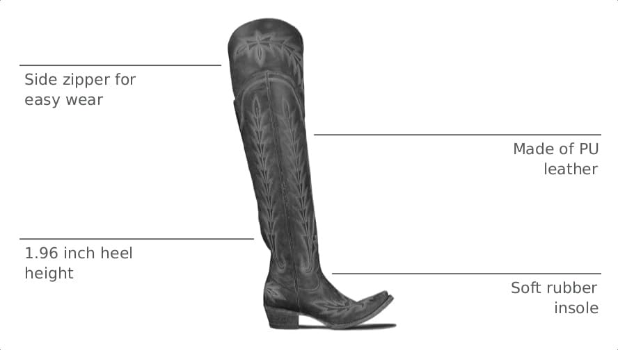 Image of olomisa Over the Knee Cowboy Boots for Women Embroidery Cowgirl Boots Chunky Heel Side Zipper Boots Thigh High Western Boots
