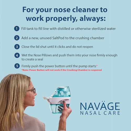 Naväge Pacote bônus para irrigação nasal multiusuário: limpador de nariz Navage e 20 cápsulas de sal