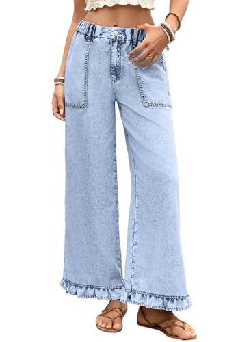Astylish Women Wide Leg Jeans High Waisted Stretchy Straight Leg