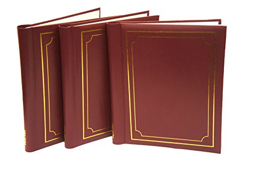 Arpan 3 Self Adhesive Large Photo Albums Soft Padded Leather Style Finish Cover- Totaling 120 Sides (RED)