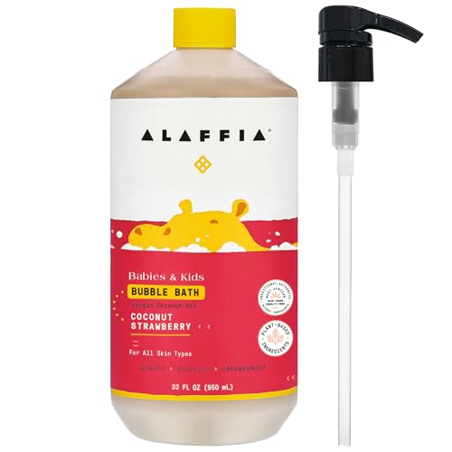 Alaffia Babies &amp; Kids Bubble Bath, Coconut Strawberry, Pump, 32 Oz